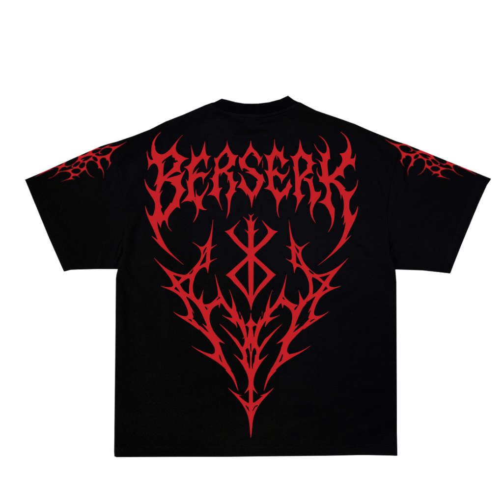 Black t-shirt with red 'Berserk' logo