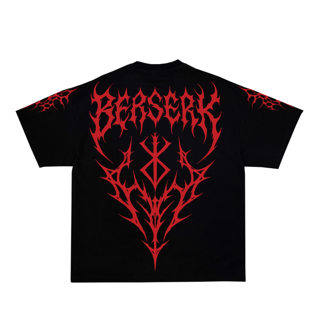 Black t-shirt with red 'Berserk' logo